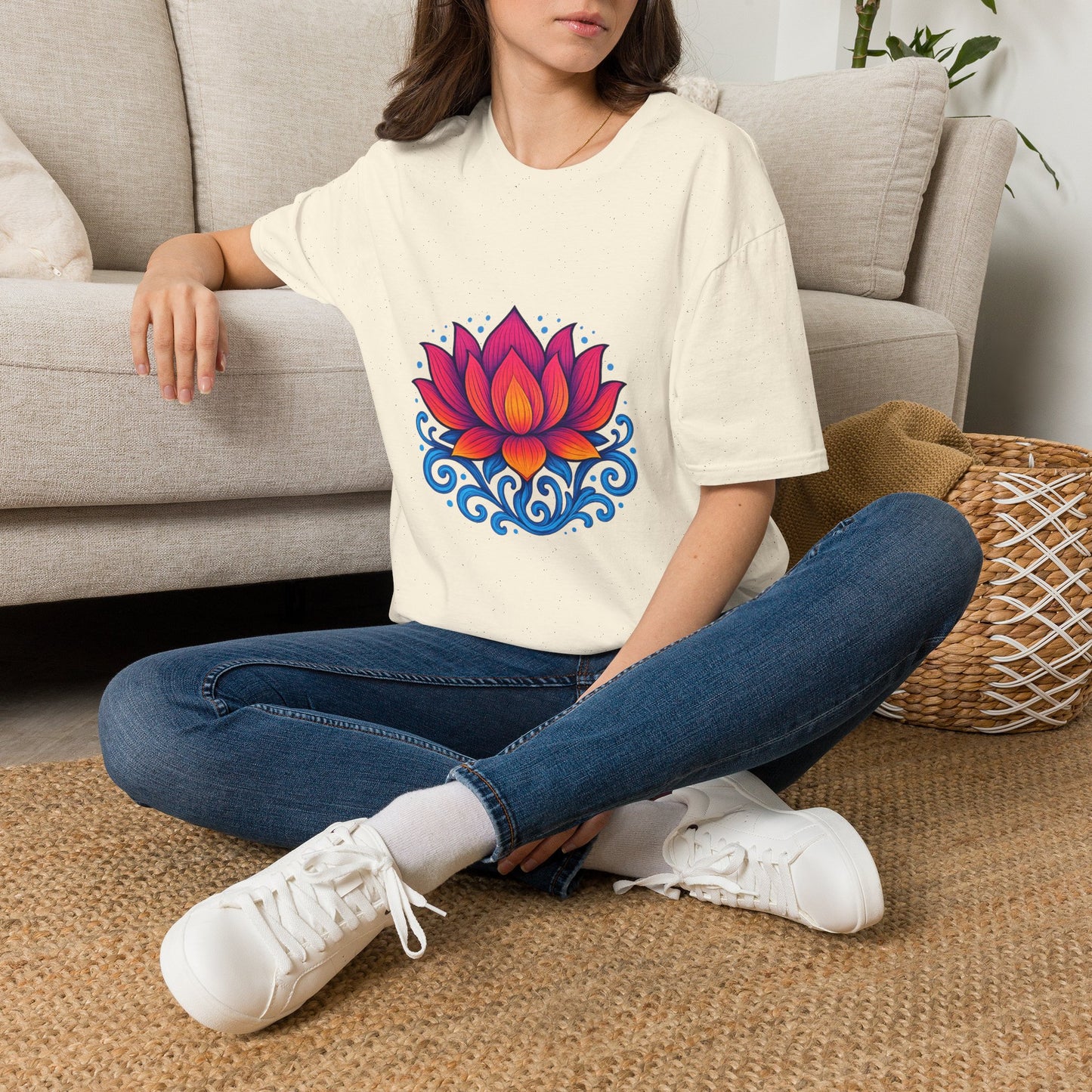 Vibrant Lotus Flower Sacred Indian Art T-Shirt