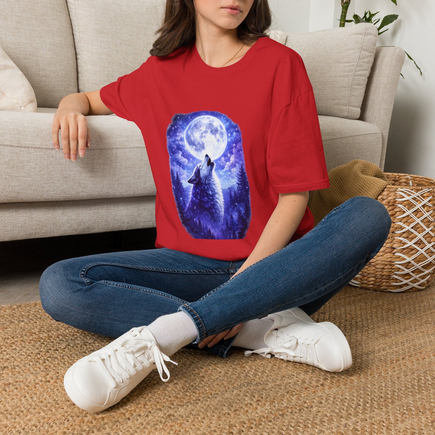 Howling Wolf Under Full Moon T-Shirt