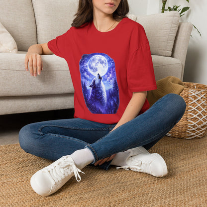 Howling Wolf Under Full Moon T-Shirt