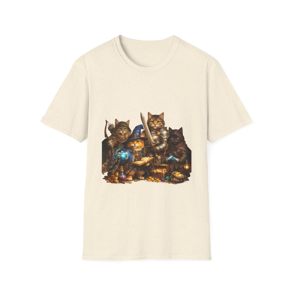 D&D Cats Party Funny Parody T-Shirt — Cute RPG Kitty Wizards & Warriors Tee