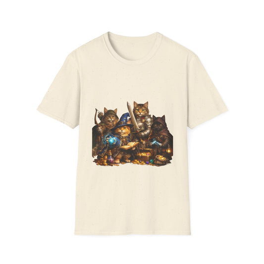 D&D Cats Party Funny Parody T-Shirt — Cute RPG Kitty Wizards & Warriors Tee