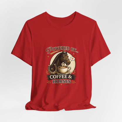 Powered By Coffee & Horses Funny Equestrian T-Shirt