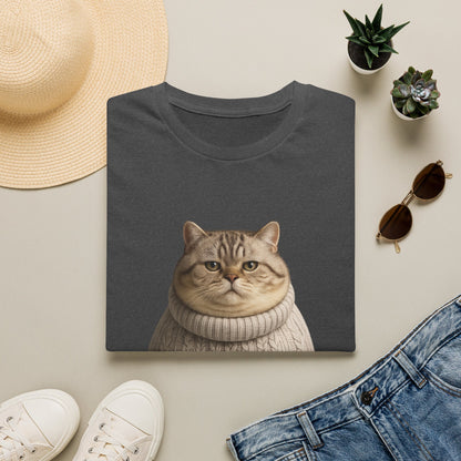 Chonky Sweater Cat - Cat in Cozy Sweater T-Shirt — Funny Cute Cat Graphic Tee