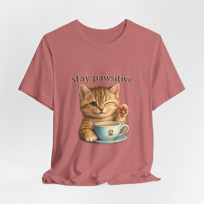 Stay Pawsitive Cute Cat T-Shirt