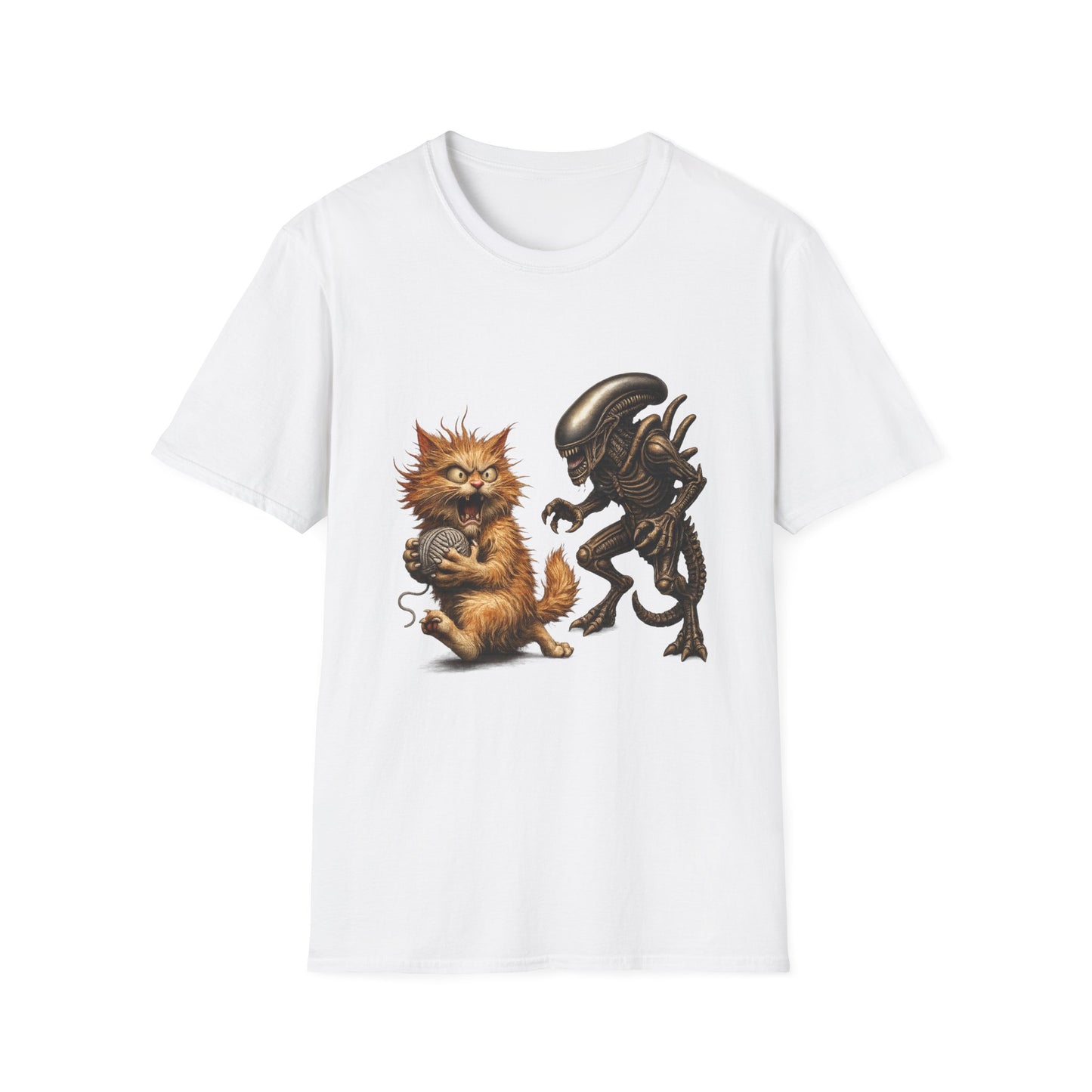 Xenomorph vs. Cat - Alien Graphic T-Shirt — Funny Sci‑Fi Cat Tee