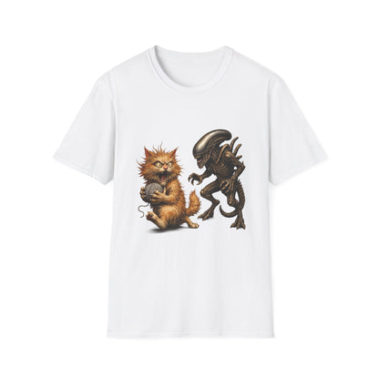 Xenomorph vs. Cat - Alien Graphic T-Shirt — Funny Sci‑Fi Cat Tee