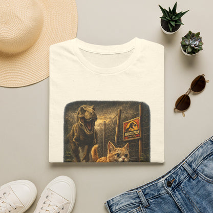 Jurassic Park Cats T‑Shirt — Retro Dino & Cat Mashup Tee