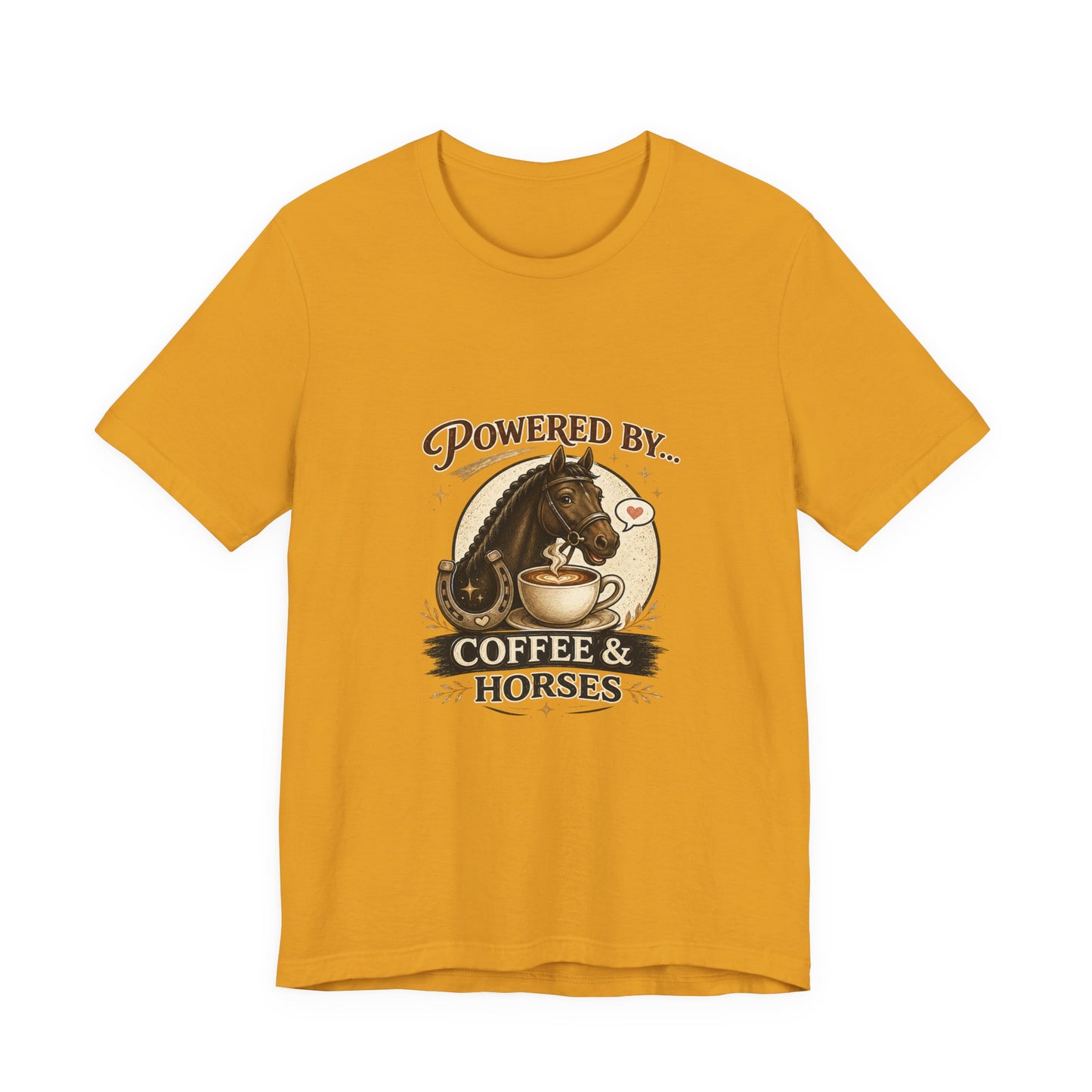 Powered By Coffee & Horses Funny Equestrian T-Shirt