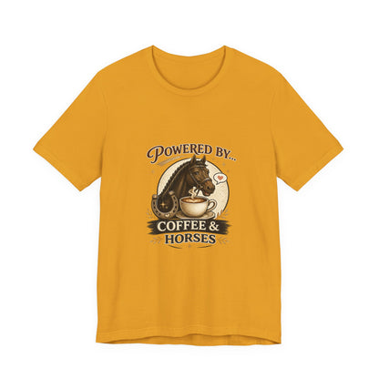Powered By Coffee & Horses Funny Equestrian T-Shirt