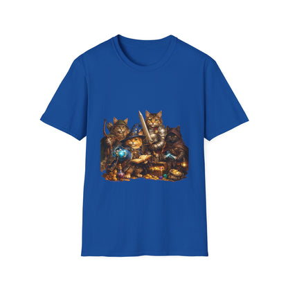 D&D Cats Party Funny Parody T-Shirt — Cute RPG Kitty Wizards & Warriors Tee