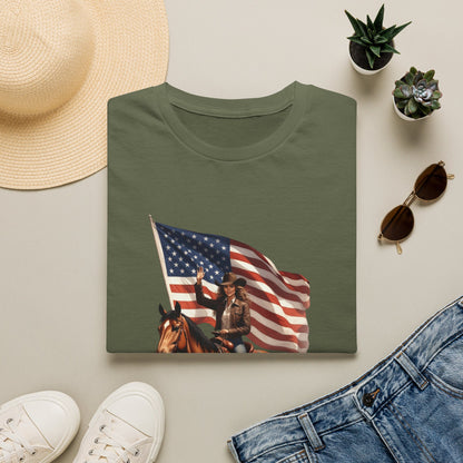 Patriotic Cowgirl American Flag Rodeo T-Shirt