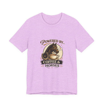 Powered By Coffee & Horses Funny Equestrian T-Shirt