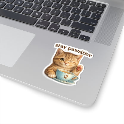 Stay Pawsitive Cute Cat Sticker