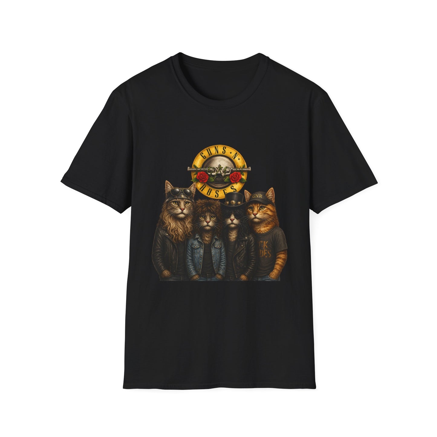Guns and Roses Cats Funny Band Parody T-Shirt