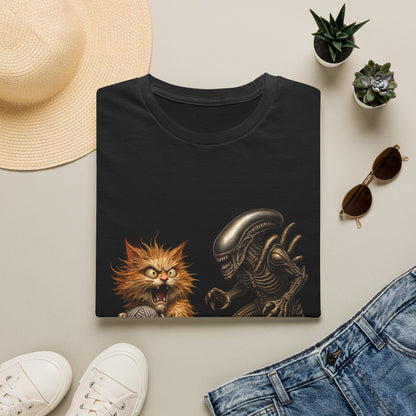 Xenomorph vs. Cat - Alien Graphic T-Shirt — Funny Sci‑Fi Cat Tee
