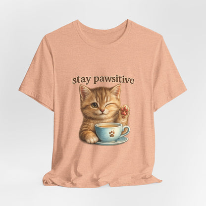 Stay Pawsitive Cute Cat T-Shirt
