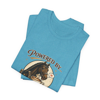 Powered By Coffee & Horses Funny Equestrian T-Shirt