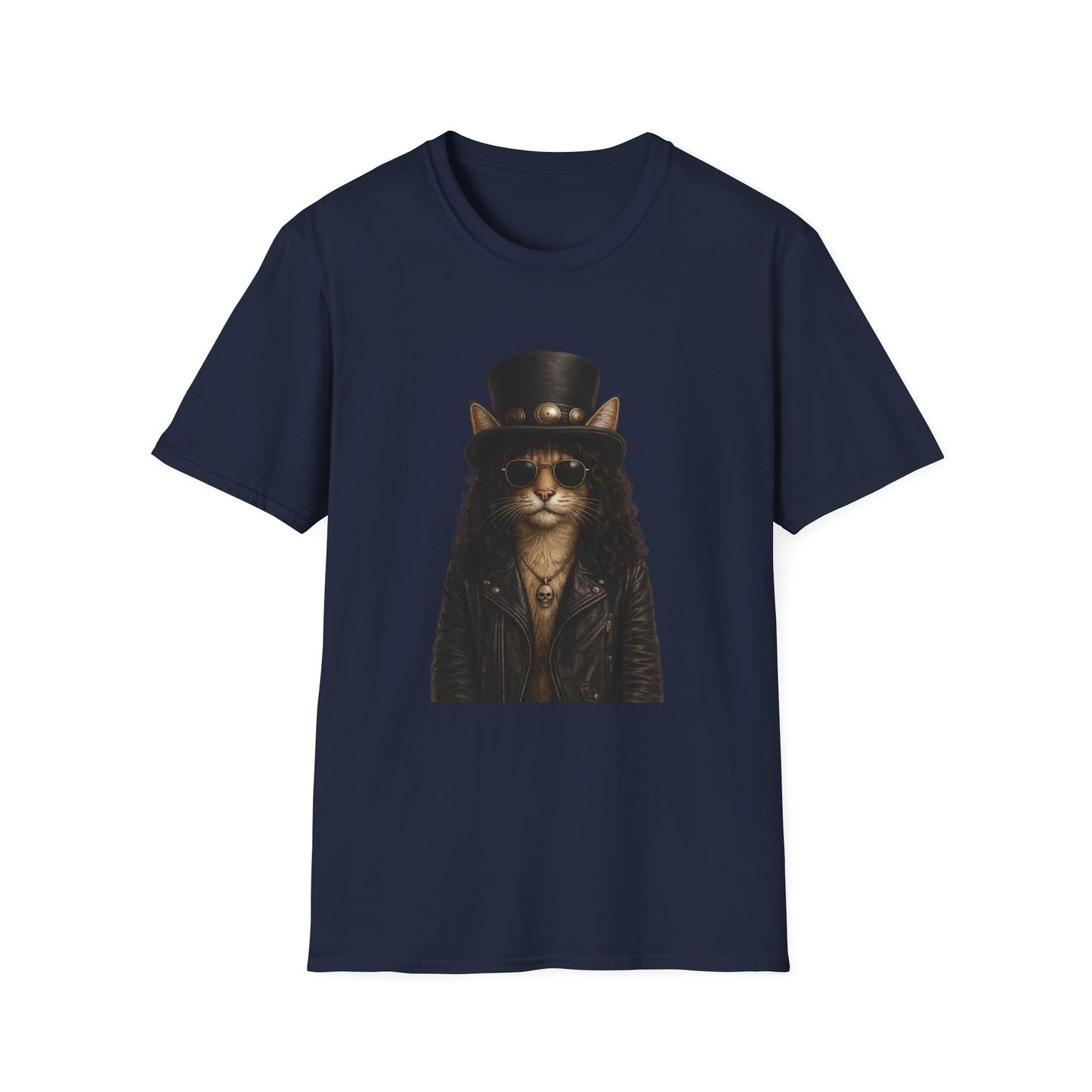 Slash Cat Parody — Vintage Top Hat Guitarist Cat Graphic T‑Shirt