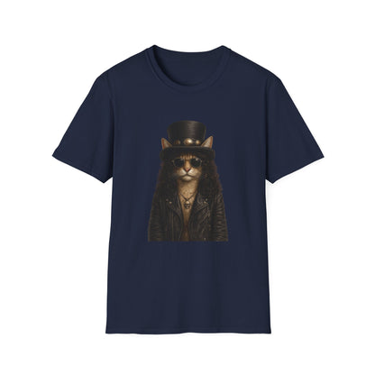 Slash Cat Parody — Vintage Top Hat Guitarist Cat Graphic T‑Shirt