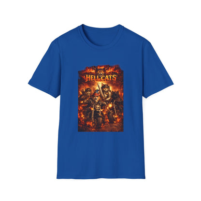 Hellcats Biker Gang Funny Cat T-Shirt — Fiery Demon Cat Band Tee