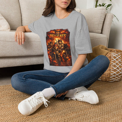 Hellcats Biker Gang Funny Cat T-Shirt — Fiery Demon Cat Band Tee