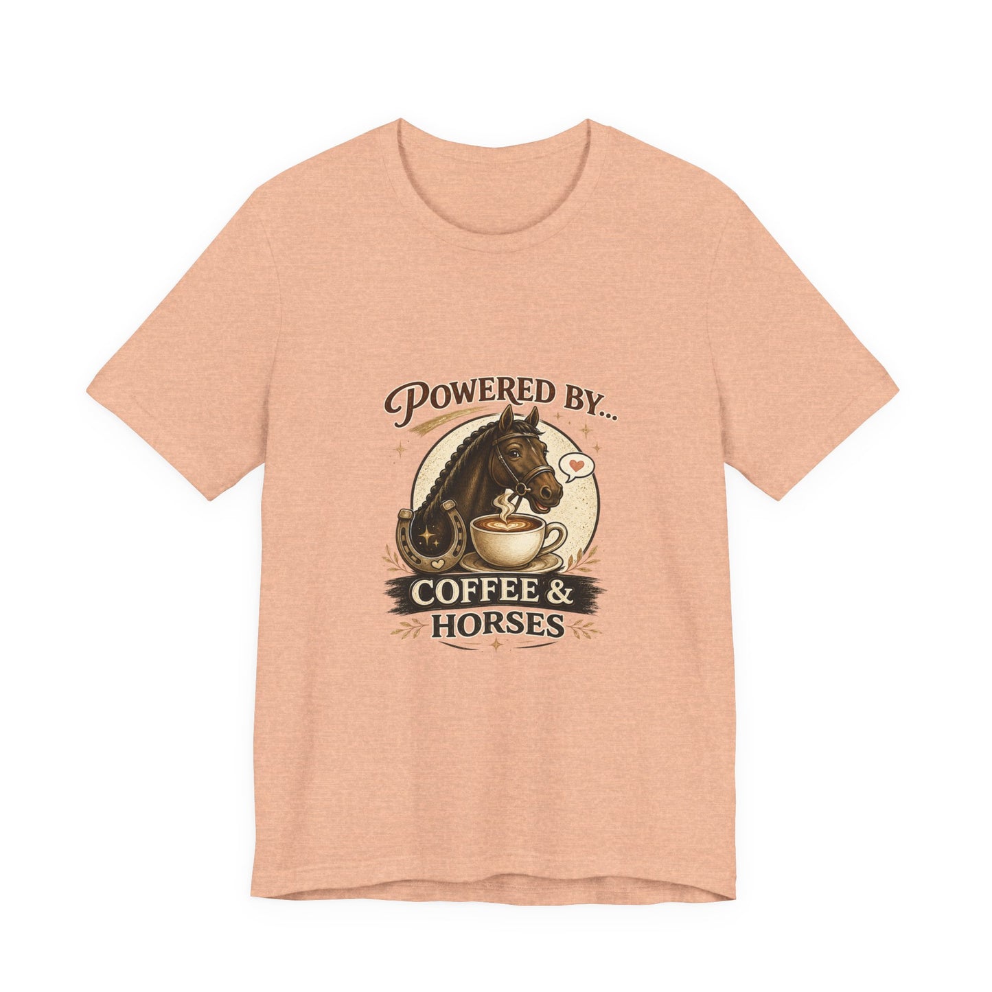 Powered By Coffee & Horses Funny Equestrian T-Shirt