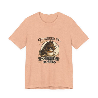 Powered By Coffee & Horses Funny Equestrian T-Shirt