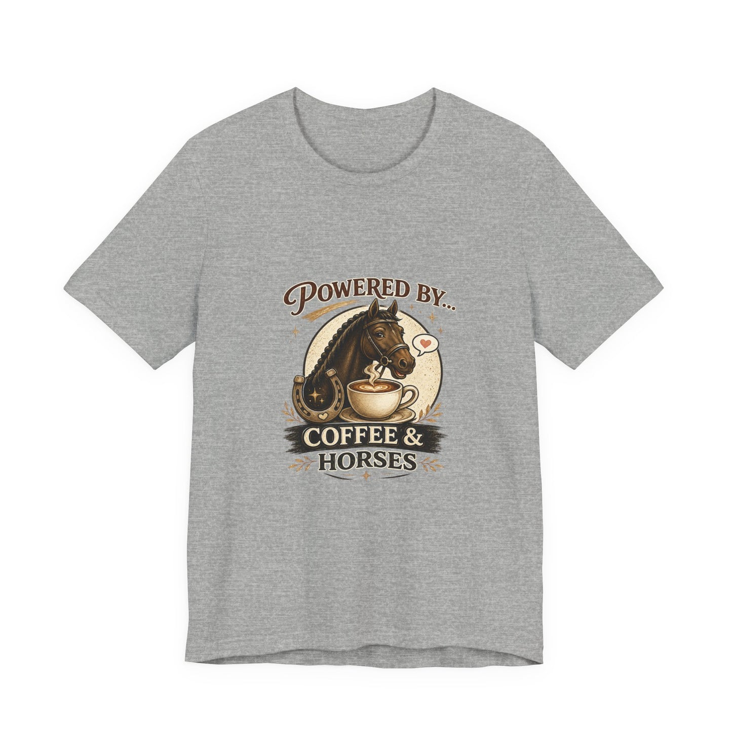 Powered By Coffee & Horses Funny Equestrian T-Shirt
