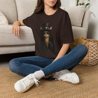Slash Cat Parody — Vintage Top Hat Guitarist Cat Graphic T‑Shirt