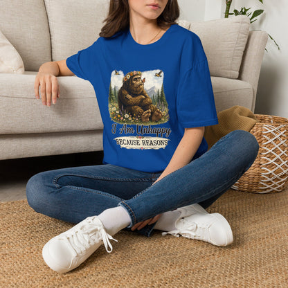 I Am Unhappy Because Reasons Funny Bigfoot T-Shirt