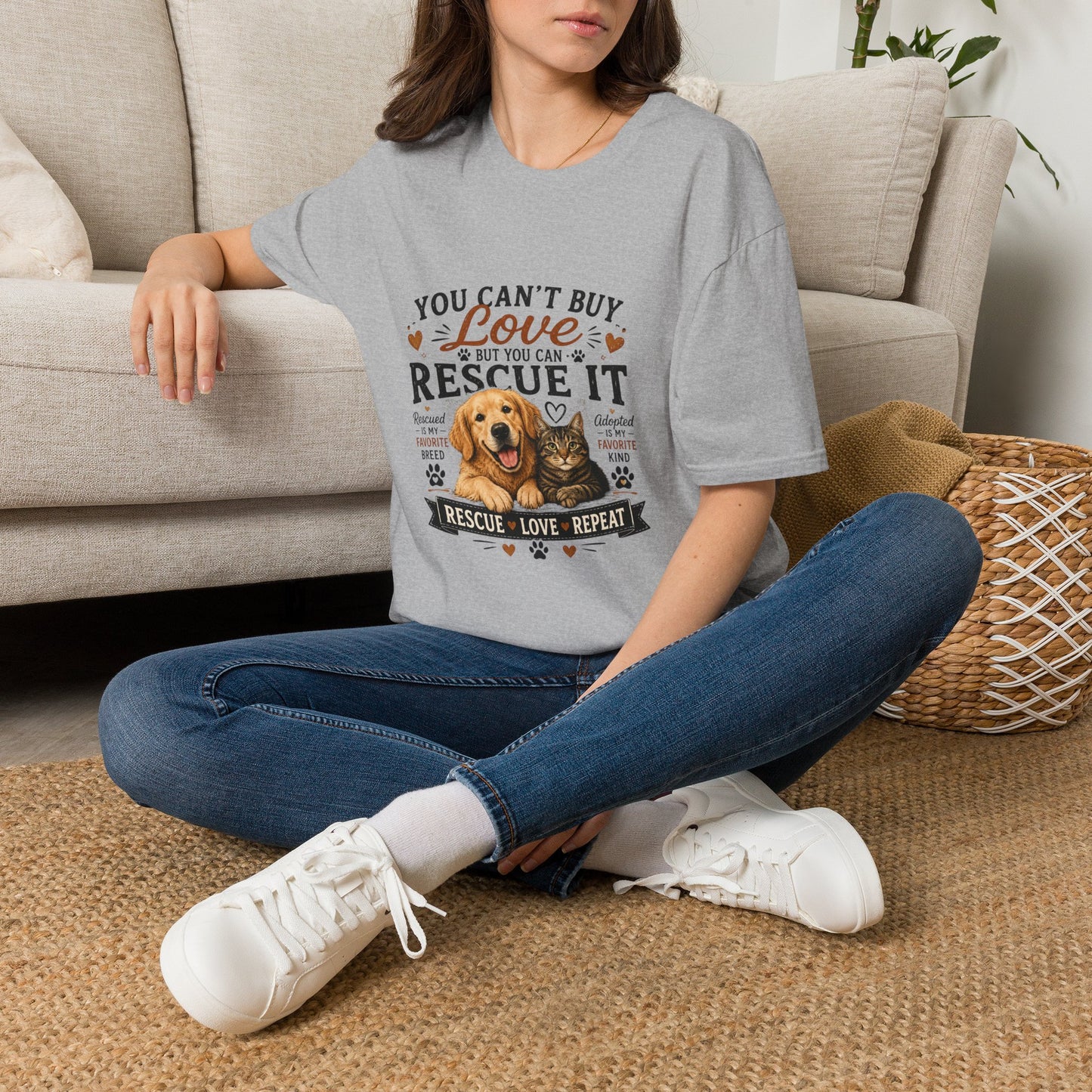 Rescue It T-Shirt — "You Can't Buy Love But You Can Rescue It" Dog Rescue Tee