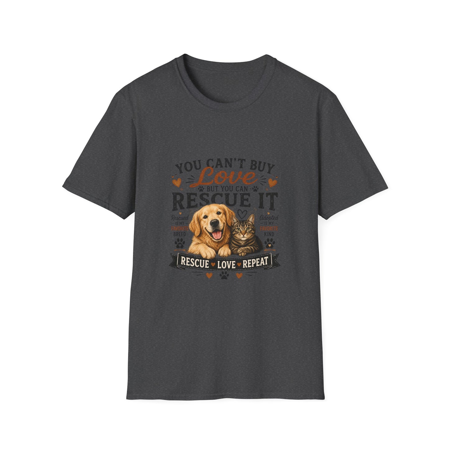 Rescue It T-Shirt — "You Can't Buy Love But You Can Rescue It" Dog Rescue Tee
