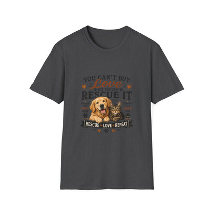 Rescue It T-Shirt — "You Can't Buy Love But You Can Rescue It" Dog Rescue Tee