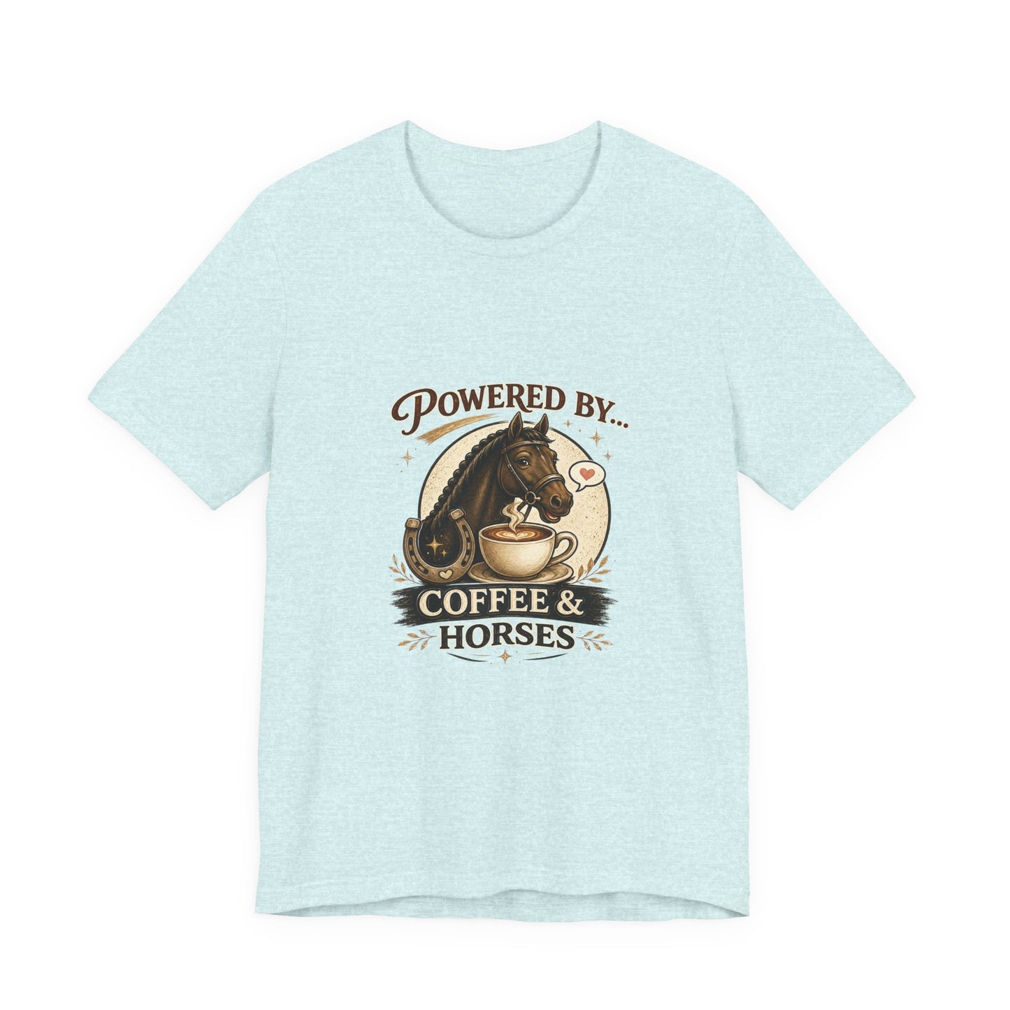 Powered By Coffee & Horses Funny Equestrian T-Shirt