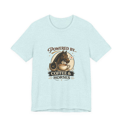 Powered By Coffee & Horses Funny Equestrian T-Shirt