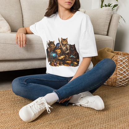 D&D Cats Party Funny Parody T-Shirt — Cute RPG Kitty Wizards & Warriors Tee