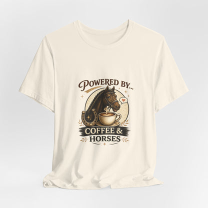 Powered By Coffee & Horses Funny Equestrian T-Shirt