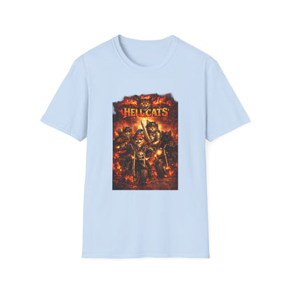 Hellcats Biker Gang Funny Cat T-Shirt — Fiery Demon Cat Band Tee