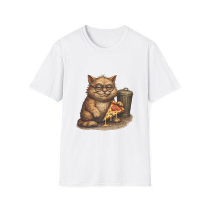 Danny DeVito Cat Parody— Cute Cat with Glasses & Pizza Graphic Tee
