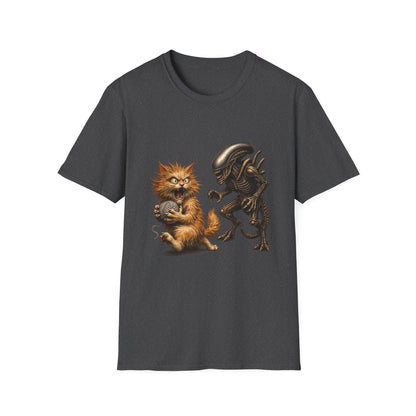 Xenomorph vs. Cat - Alien Graphic T-Shirt — Funny Sci‑Fi Cat Tee