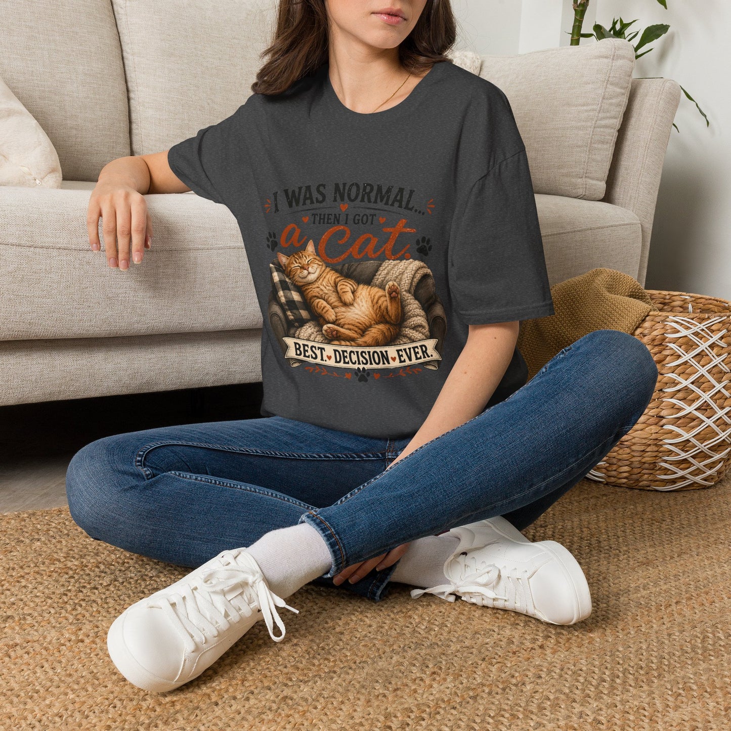 Cat Lover T-Shirt — "I Was Normal Then I Got a Cat" Cozy Graphic Tee