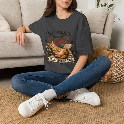 Cat Lover T-Shirt — "I Was Normal Then I Got a Cat" Cozy Graphic Tee