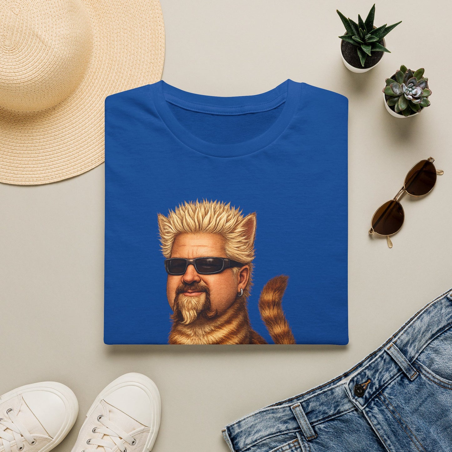 Guy Fieri Cat Funny Parody T-Shirt