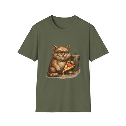 Danny DeVito Cat Parody— Cute Cat with Glasses & Pizza Graphic Tee