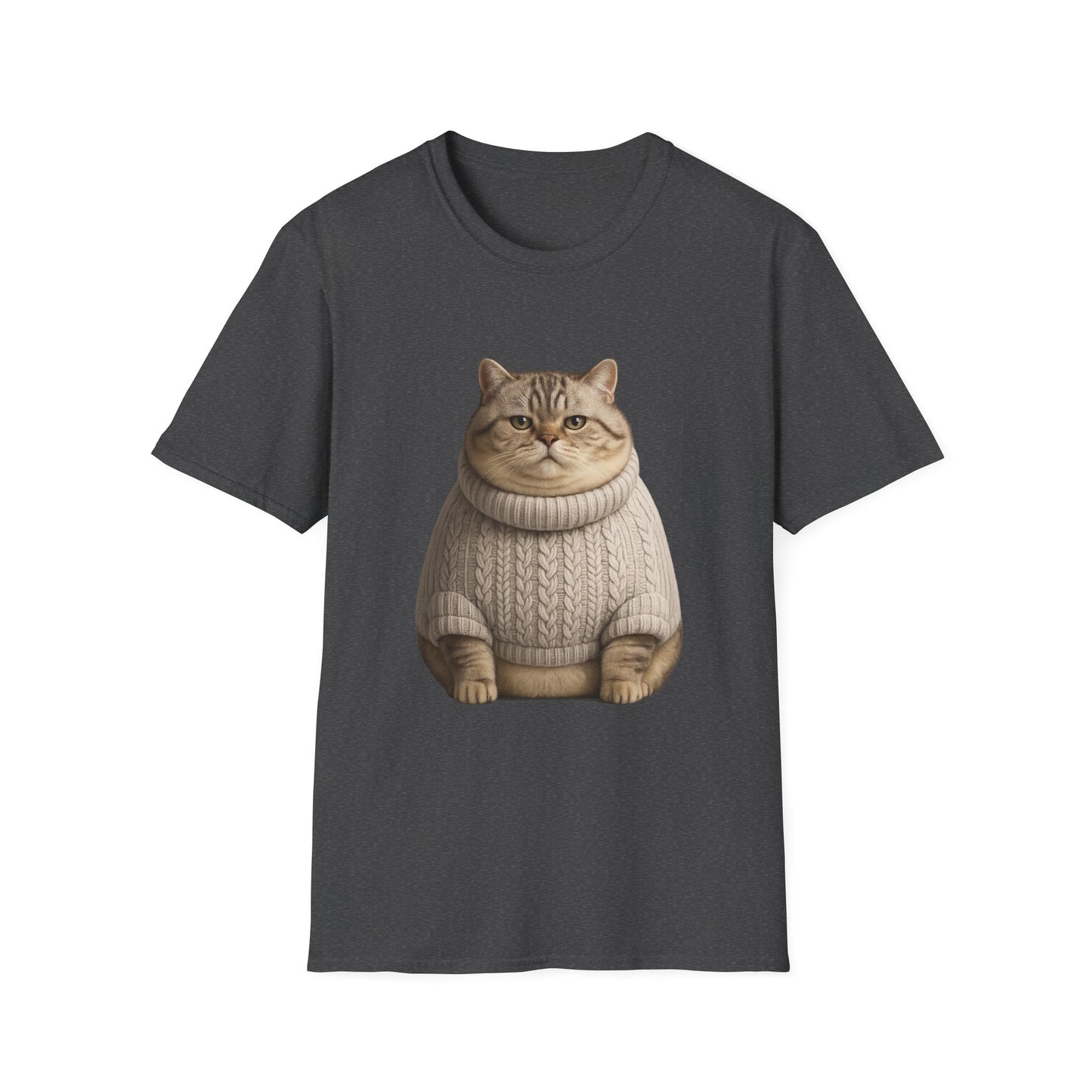 Chonky Sweater Cat - Cat in Cozy Sweater T-Shirt — Funny Cute Cat Graphic Tee