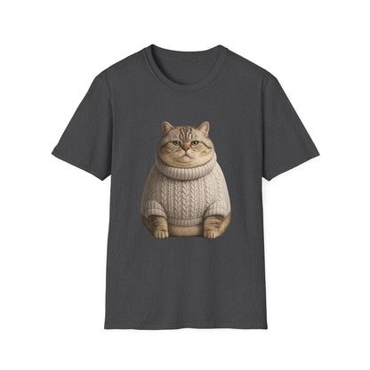 Chonky Sweater Cat - Cat in Cozy Sweater T-Shirt — Funny Cute Cat Graphic Tee