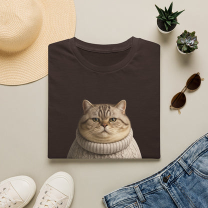 Chonky Sweater Cat - Cat in Cozy Sweater T-Shirt — Funny Cute Cat Graphic Tee