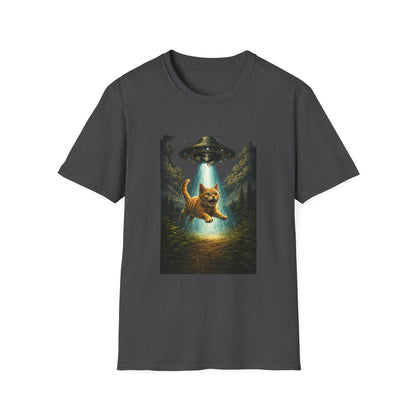 UFO Cat Abduction Funny T-Shirt — "Beam Me Up" Abduction Graphic Tee