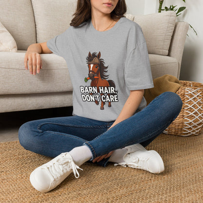 Barn Hair, Don't Care Funny Equestrian T-Shirt