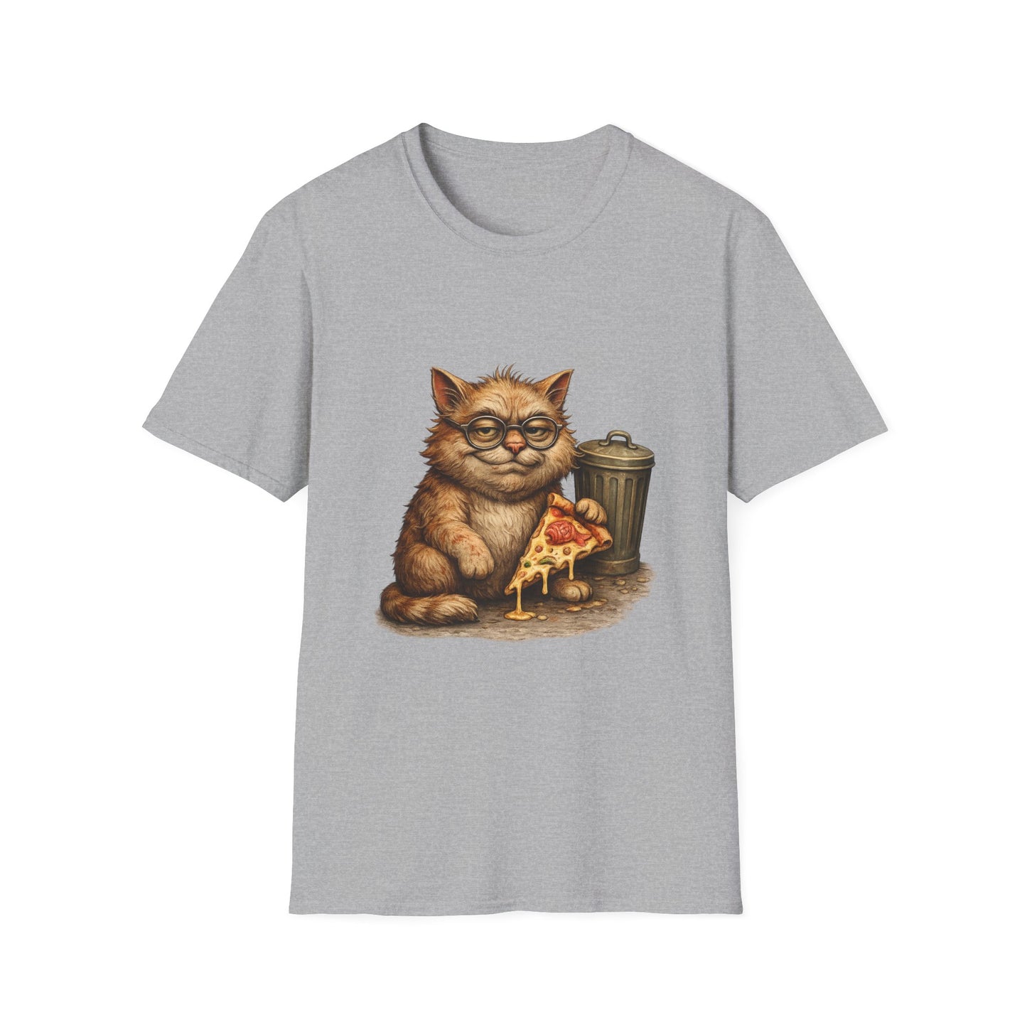 Danny DeVito Cat Parody— Cute Cat with Glasses & Pizza Graphic Tee